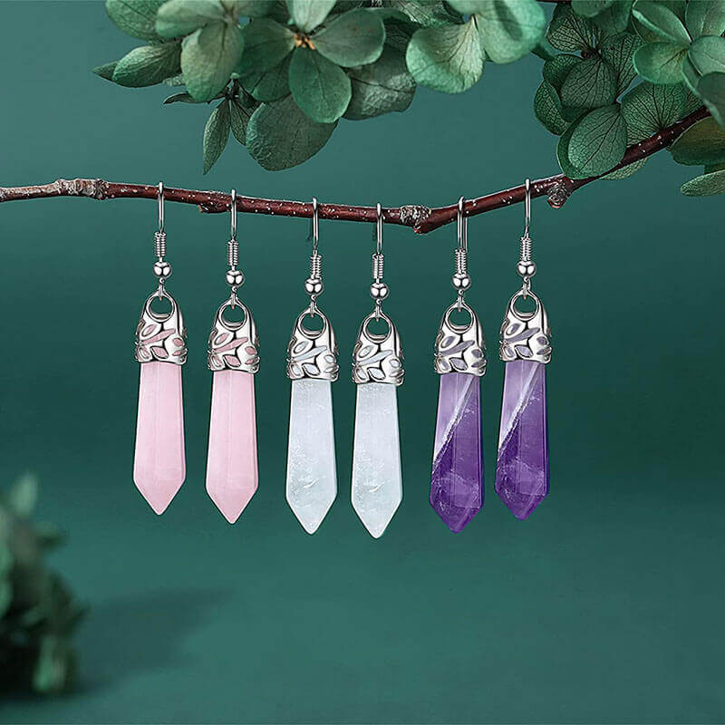 Chakra Dangle Tower Crystal Earrings