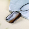 Striped Black Agate Necklace Stone Pendant