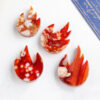 Red Sakura Flower Agate Flame Carving