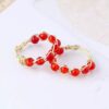 Red Agate Ring With Woven Beads