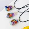 Coloured Crystal Tumbled Stones Necklace Copper Wire Mesh