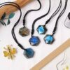 1Pc Geometric Blue Labradorite Pendant Necklace show