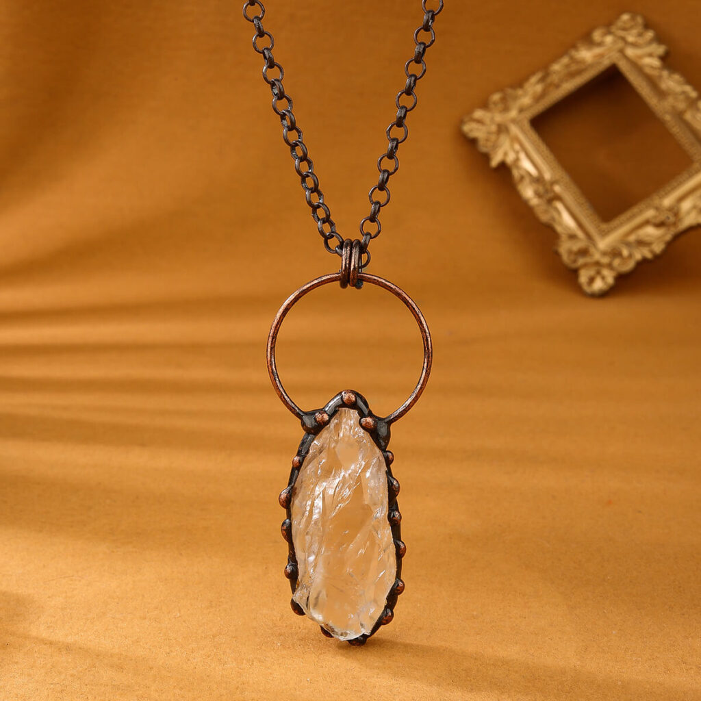 Vintage Gemstone Necklace Amethyst White Quartz