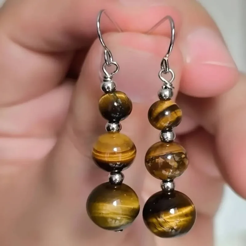 Tiger Eye Brown Crystal Earrings Wholesale