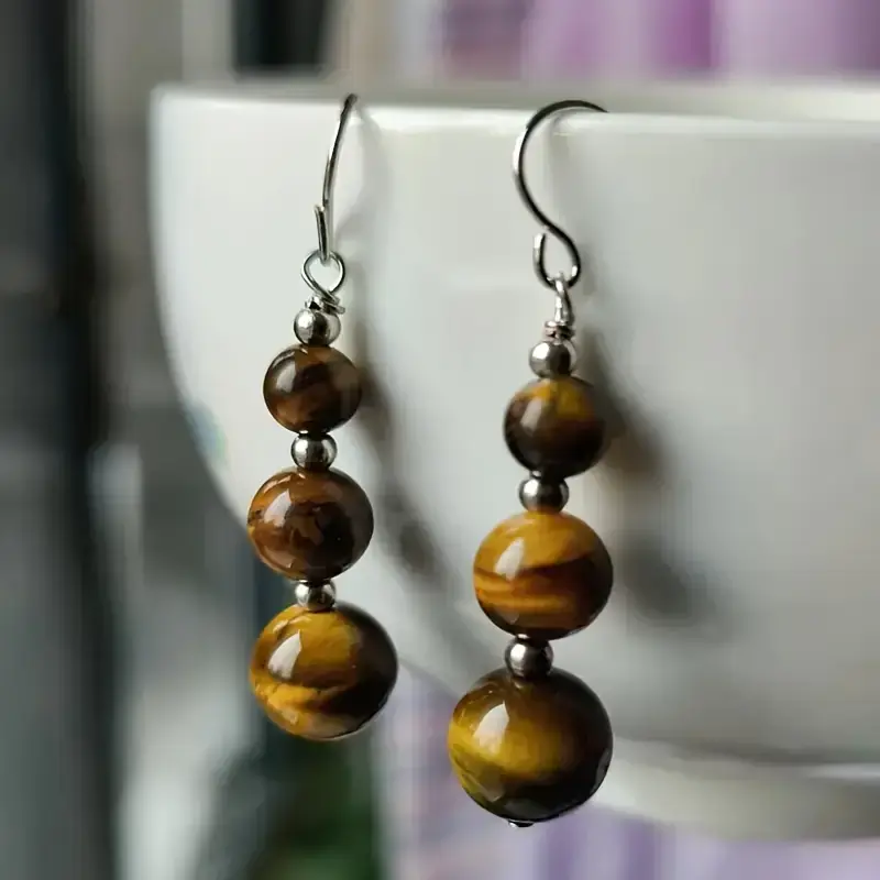Tiger Eye Brown Crystal Earrings Wholesale