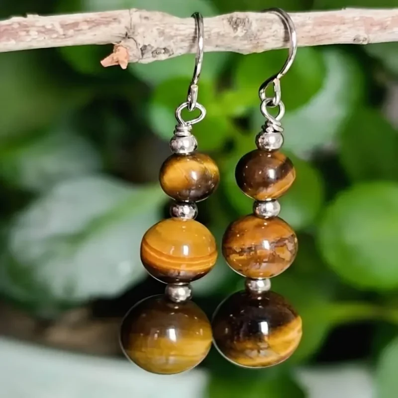 Tiger Eye Brown Crystal Earrings Wholesale
