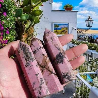 Natural Rhodonite Point Tower Stone For Healing
