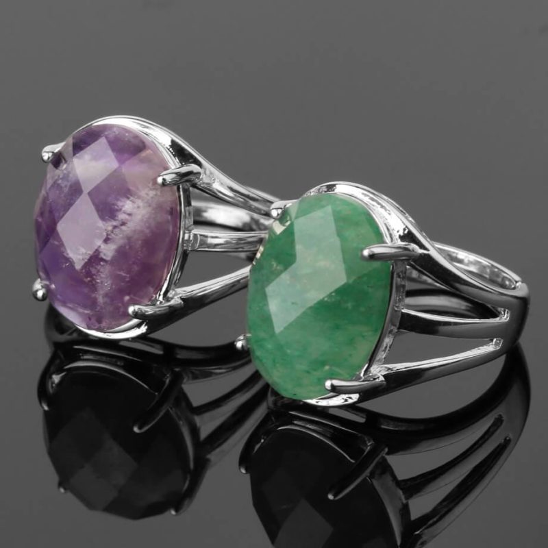 Egg Shape Stone Crystal Rings Jewelry Wholesale
