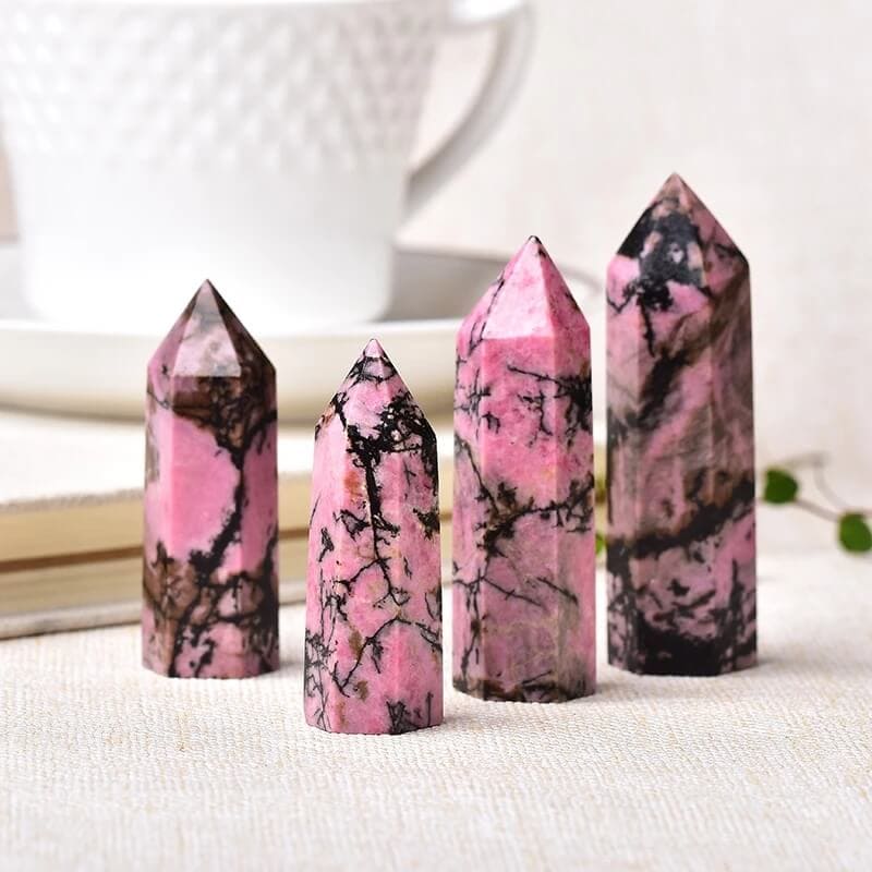 Natural Rhodonite Point Tower Stone For Healing