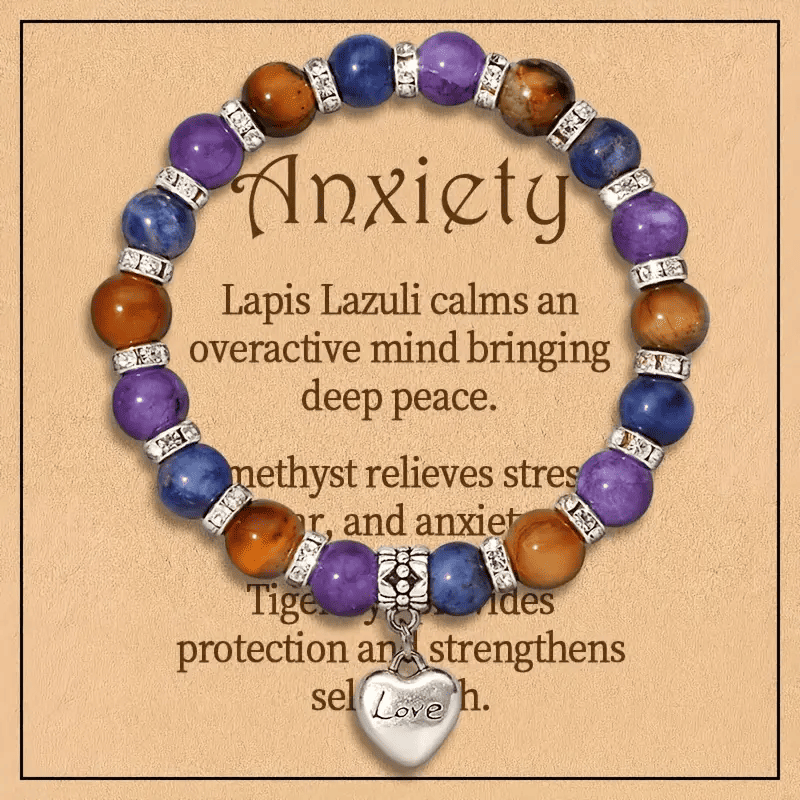 healing crystal bracelets-Tiger Eye,Amethyst,Lapis Lazuli