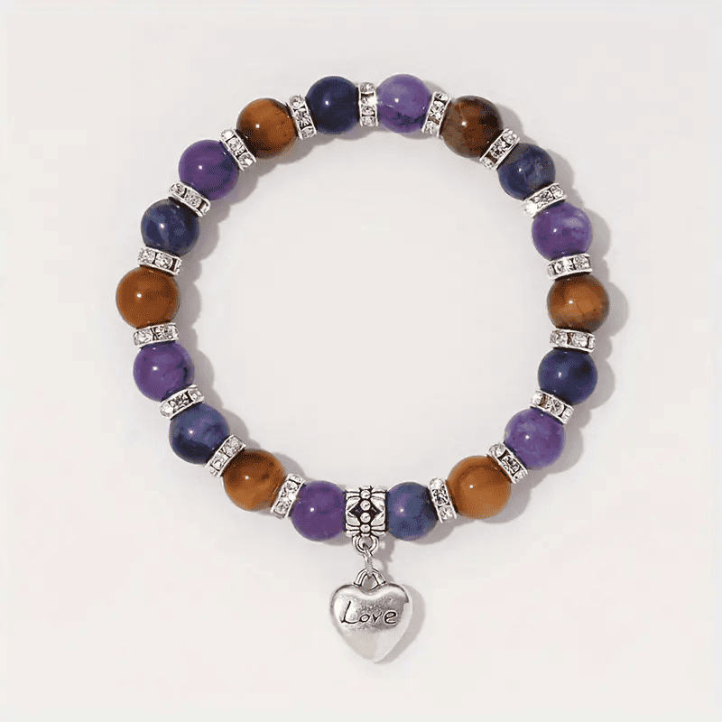 Alternative view of Healing Crystal Bracelets-Tiger Eye,Amethyst,Lapis Lazuli