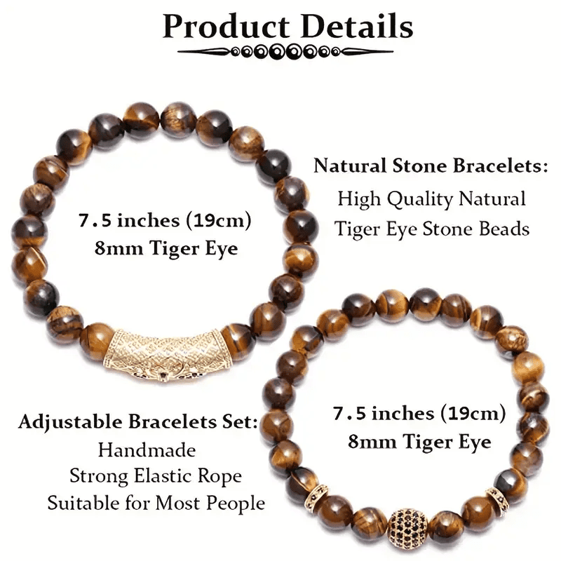 Tiger Eye 2Set Crystal Healing Bracelets