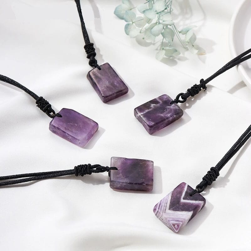Healing Purple Crystal Necklace With Natural