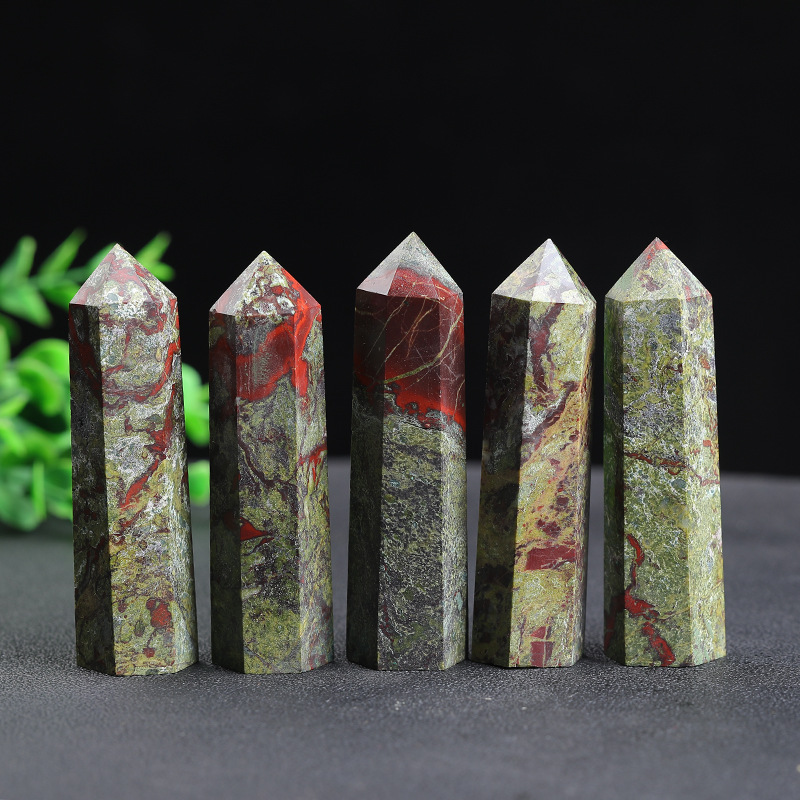 African Bloodstone Tower Point Crystal Wand