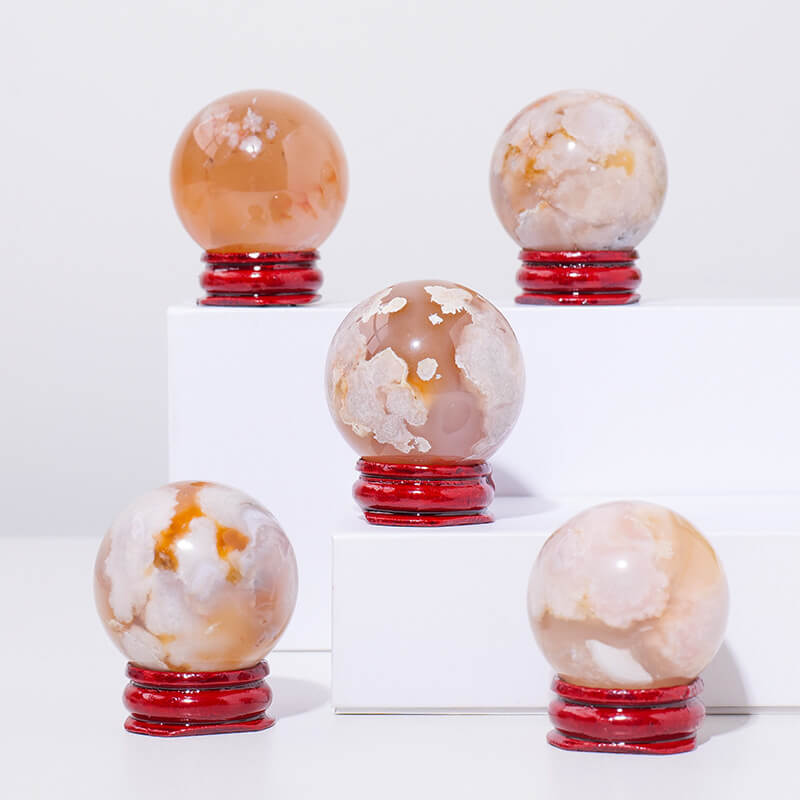 Agate Ball Sakura Flower Sphere Wholesale