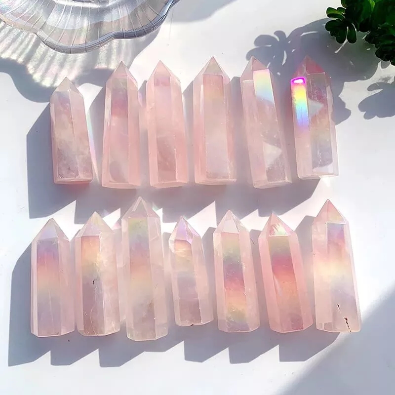 Aura Rose Tower Angel Quartz Crystals Bulk