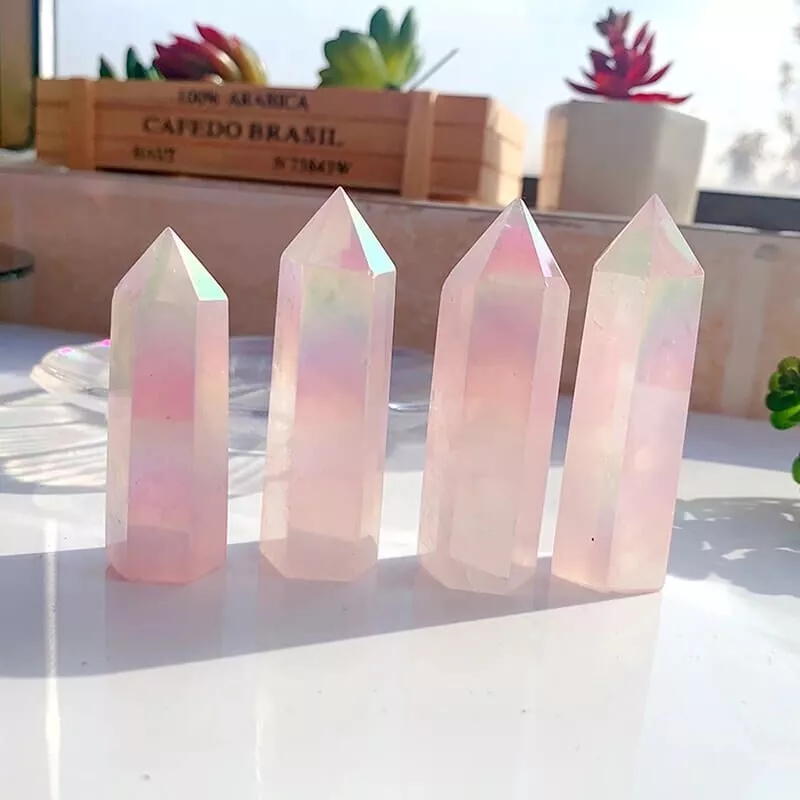 Aura Rose Tower Angel Quartz Crystals Bulk