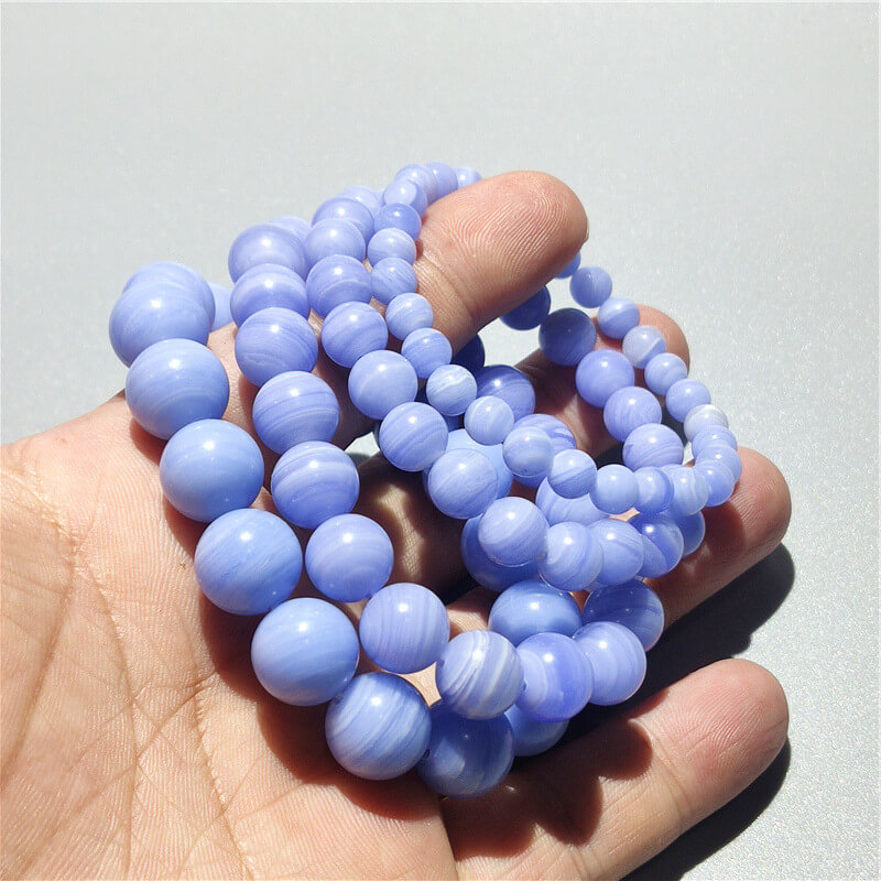 Blue Lace Agate Bracelet Crystal Beads