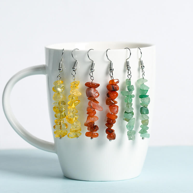 Alternative view of Crystal Crushed Stone Long Earrings
