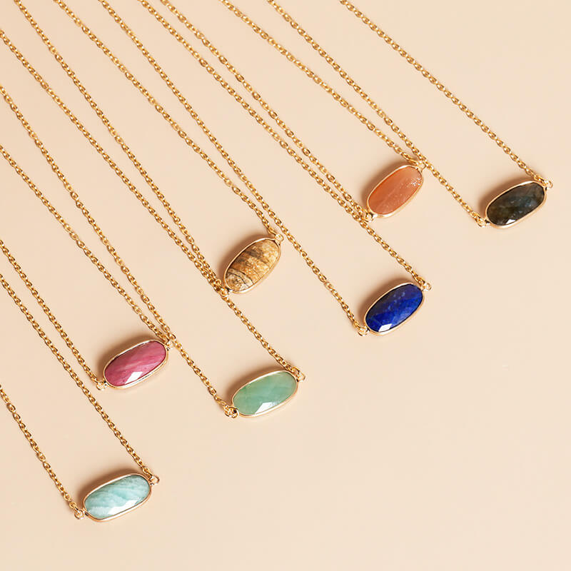 Crystal Gemstone Necklace Oval Quartz Jewellery