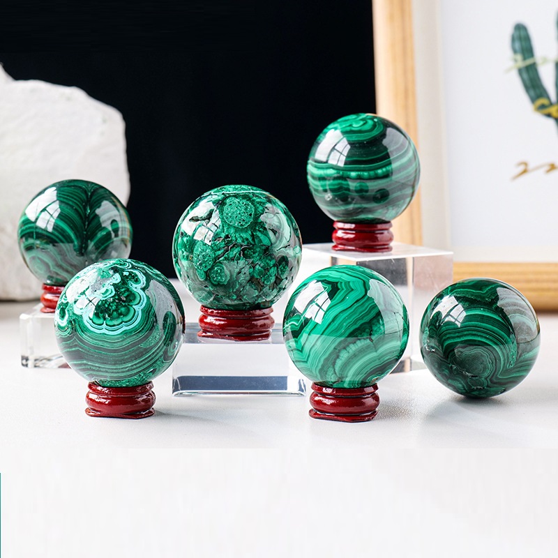 Malachite Ball Crystal Quartz Bulk