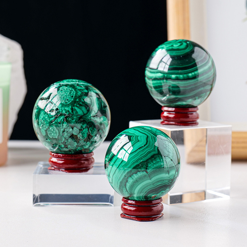 Malachite Ball Crystal Quartz Bulk