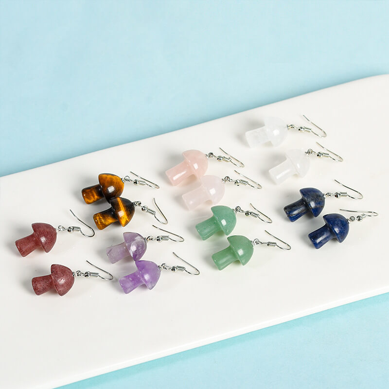 Alternative view of Mushroom Earrings Wholesale Healing Crystal Stone