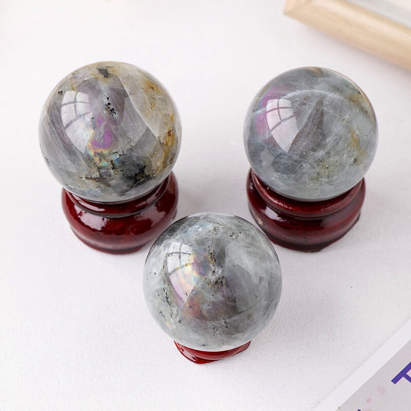 Labradorite Sphere Gray Purple Crystal Bulk - Image 3