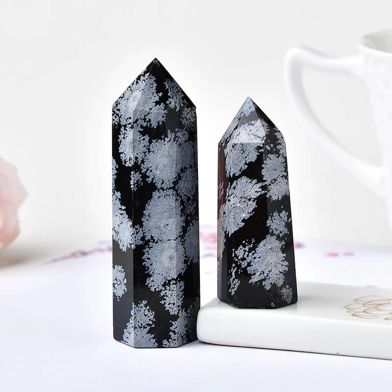 Obsidian Pointed Crystal Snowflake Obsidian Tower