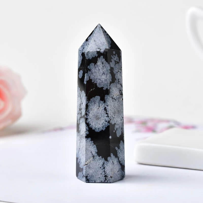Obsidian Pointed Crystal Snowflake Obsidian Tower