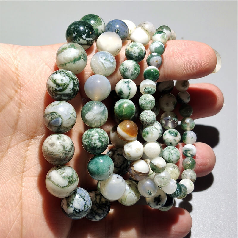 Tree Agate Bracelet Crystal Beads