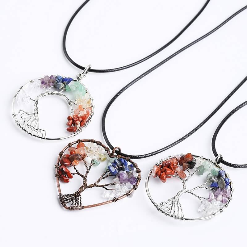 Tree of Life Necklace Crystal Stones