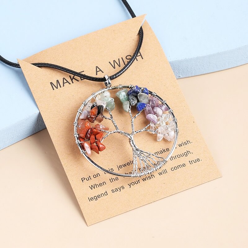 Tree of Life Necklace Crystal Stones