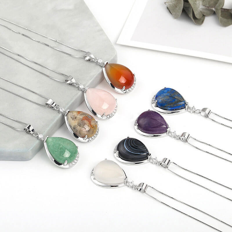 Water Drop Necklace Stone Crystal