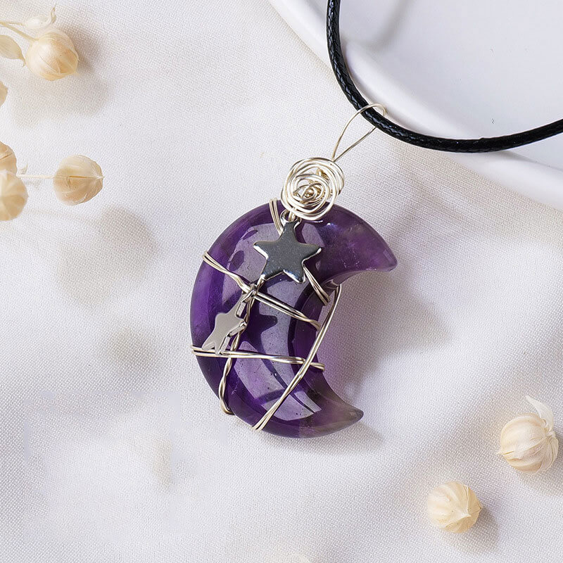 Wrapped Moon Necklace Crystal Wholesale - Image 9