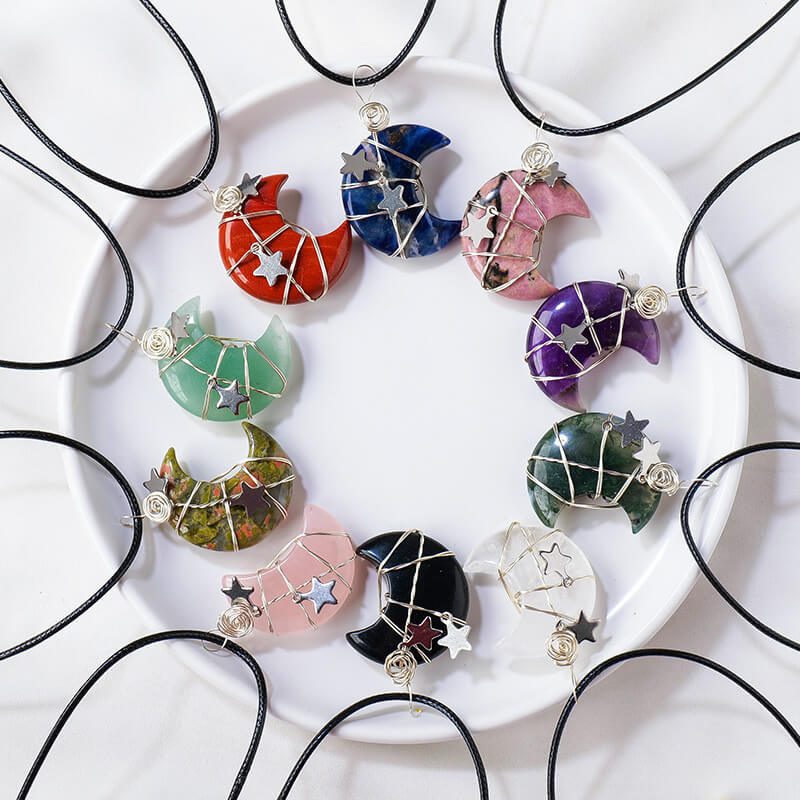 Alternative view of Wrapped Moon Necklace Crystal Wholesale