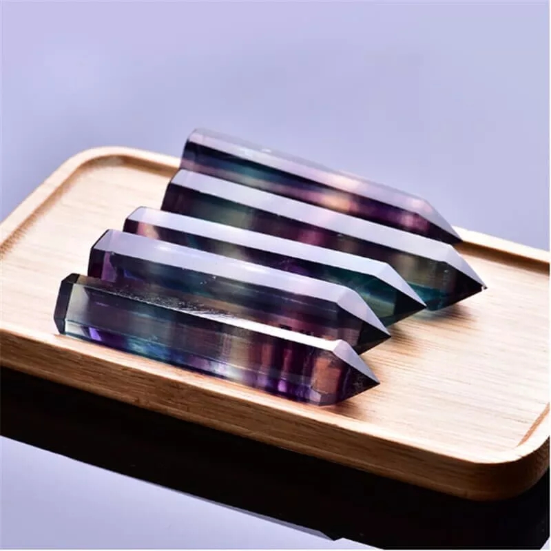 Fluorite Tower Point Rainbow Thin Crystal Wand
