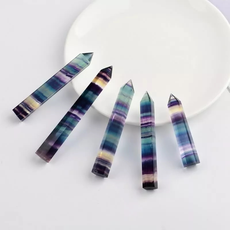 Fluorite Tower Point Rainbow Thin Crystal ‎Wand