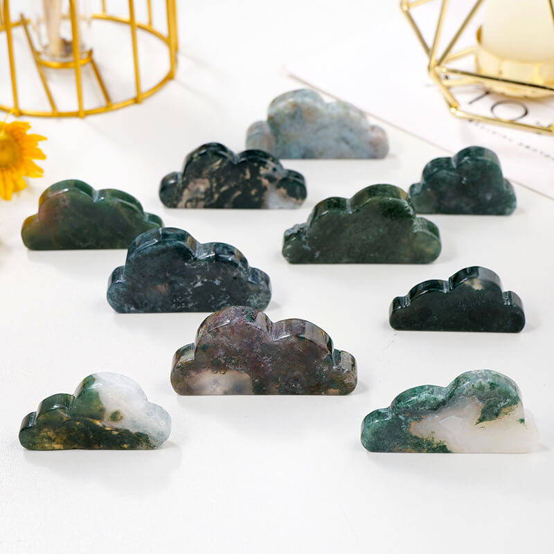 Agate Crystal Cloud Moss Agate Carving