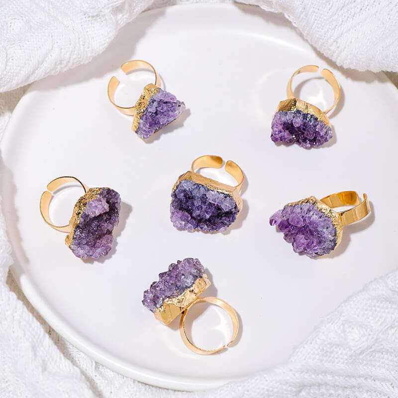 Amethyst Cluster Ring Adjustable