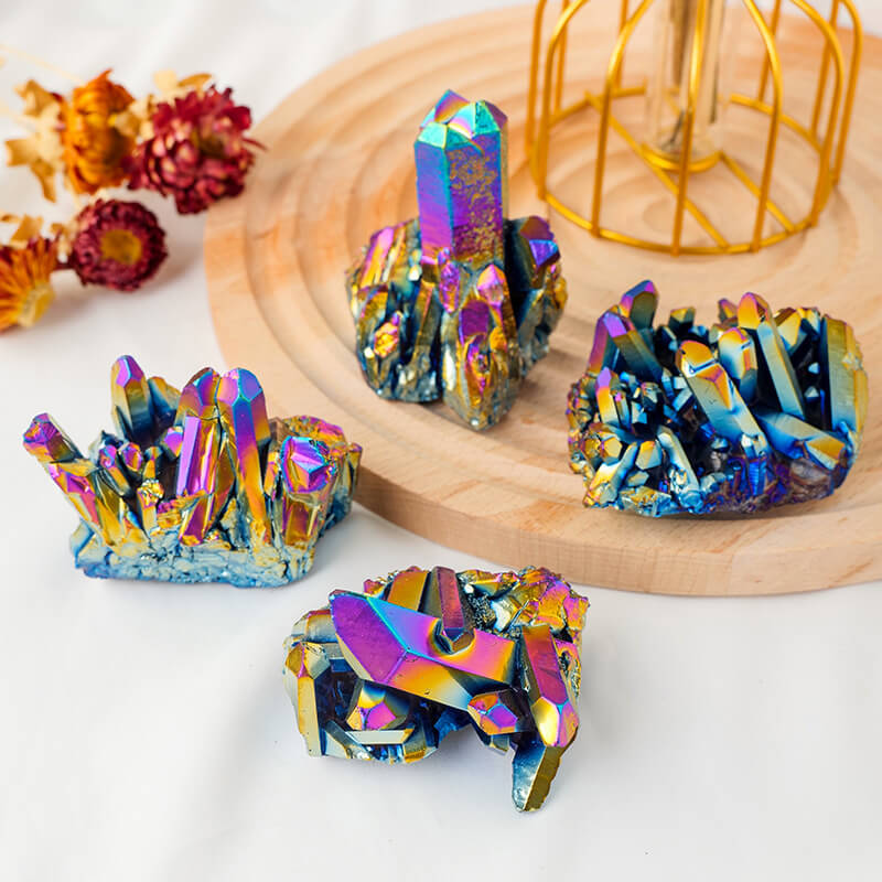 Aura Rainbow Quartz Crystal Cluster