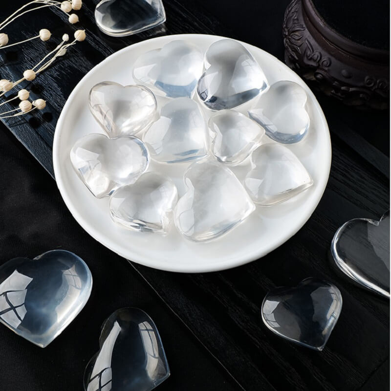 Clear White Quartz Heart Shaped Stone