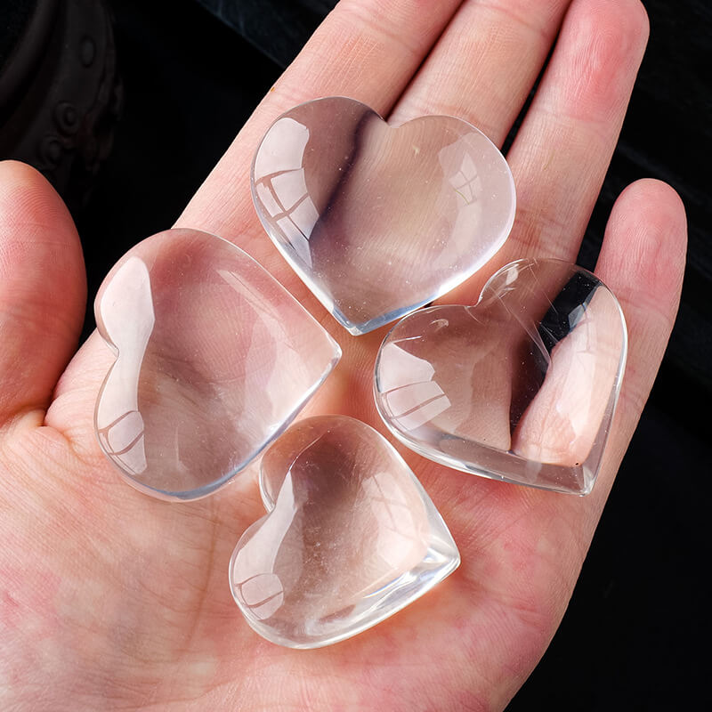 Clear White Quartz Heart Shaped Stone