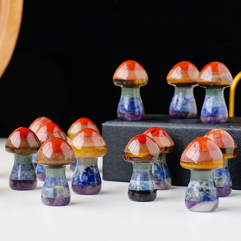 Colorful Chakra Mushroom Carving