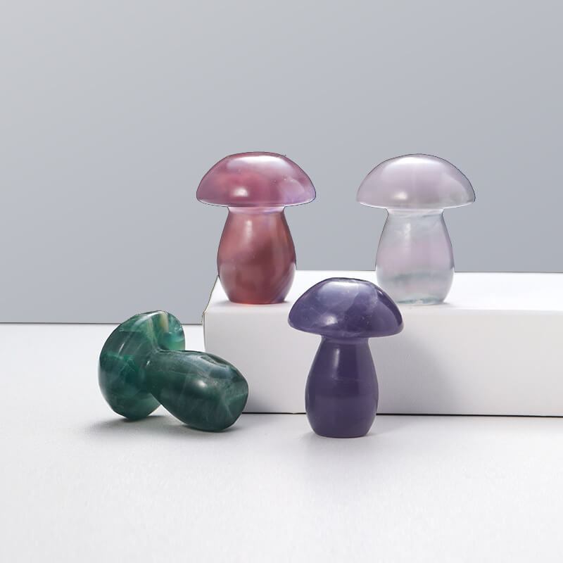 Colourful Fluorite Mushroom Carving