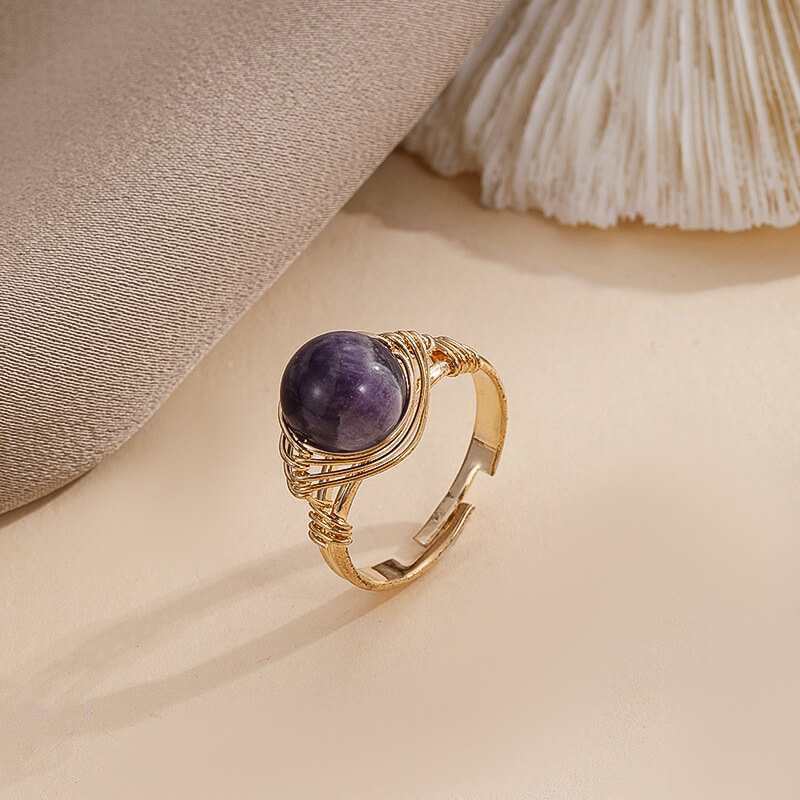Crystal Beads Ring Wire Wrapped