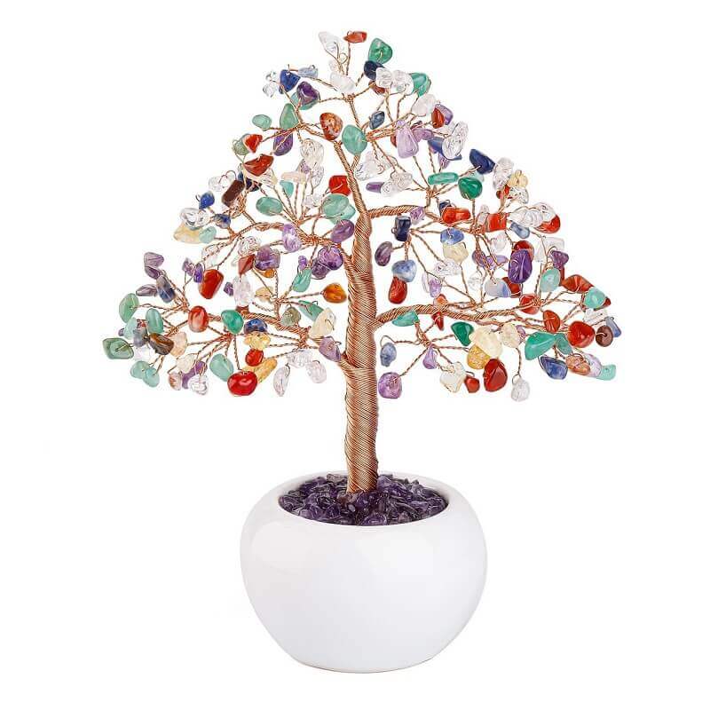 Crystal Quartz Tree 7 Chakra Gemstone