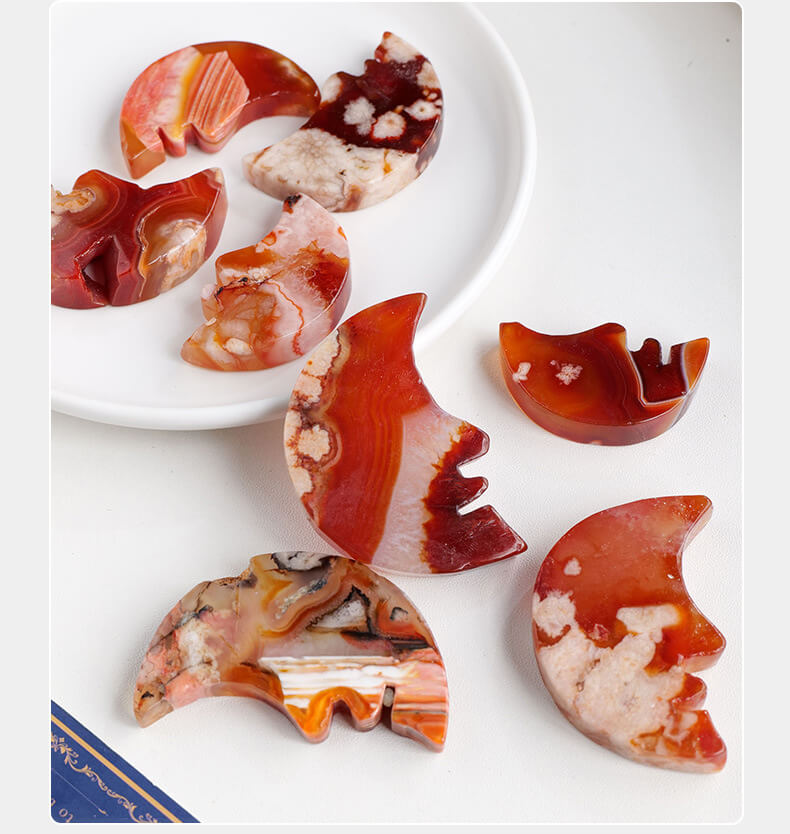 Crystal Red Agate Wholesale Moon Carving - Image 7