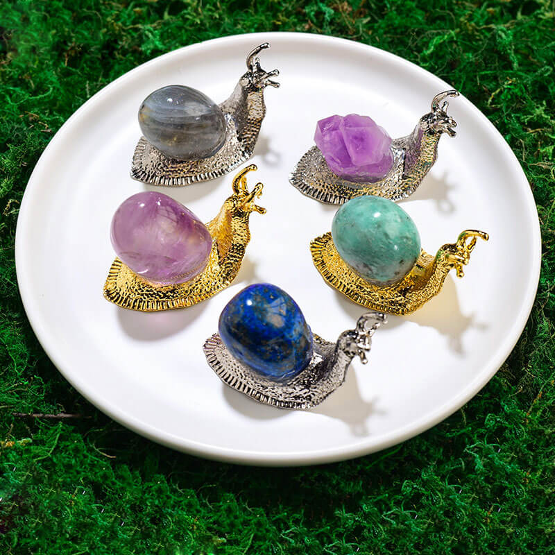 Crystal Tumbled Stone Snail Creative Ornament