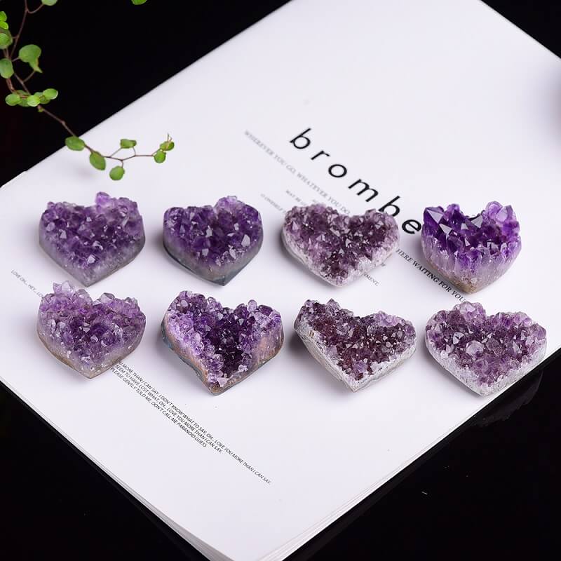 Amethyst Cluster Raw Heart Crystals